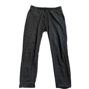 Pull & Bear pull on pants plaid dark grey size large